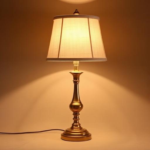 1990s Tan Brass Table Lamp