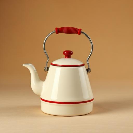 1990s Faded Blue Enamel Stovetop Kettle